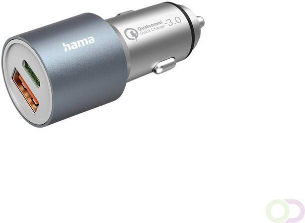 Hama Autolader 1x USB-C 1x USB-A 38W metaal