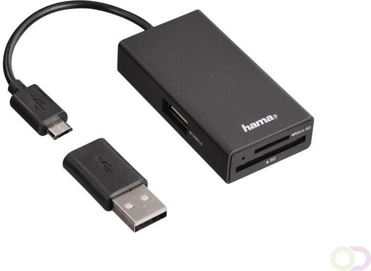 Hama Kaartlezer USB micro + USB A zwart