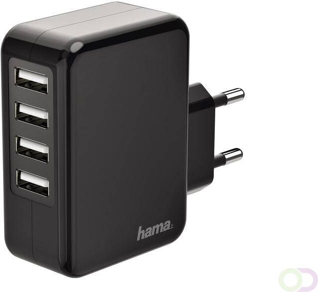 Hama Oplader USB-A 4X 4.8A zwart