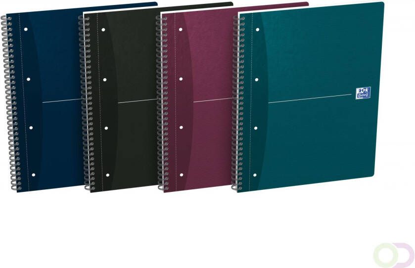 HAMELIN OXFORD Essentials spiraalblok A4+ gelijnd 4 gaats 90 vel 90g soepele kartonnen kaft assorti