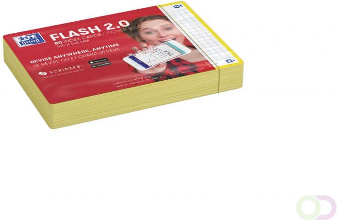 HAMELIN OXFORD FLASH 2.0 flashcards 105x148mm geruit 5mm geel pak 80