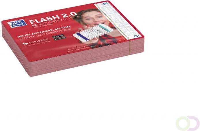 HAMELIN OXFORD FLASH 2.0 flashcards 105x148mm geruit 5mm rood pak 80