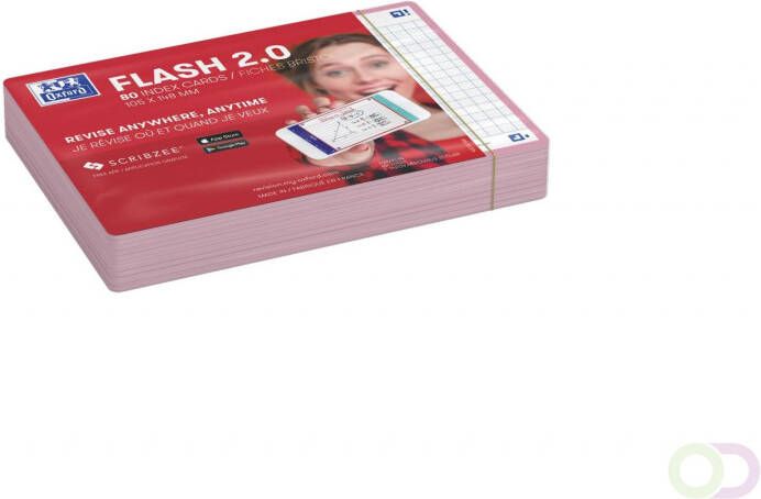 HAMELIN OXFORD FLASH 2.0 flashcards 105x148mm geruit 5mm roze pak 80