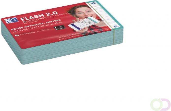 HAMELIN OXFORD FLASH 2.0 flashcards 75x125mm gelijnd mint groen pak 80