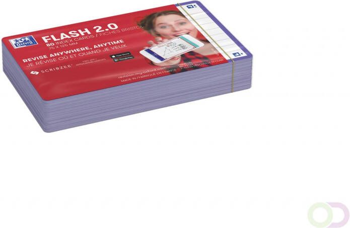 HAMELIN OXFORD FLASH 2.0 flashcards 75x125mm gelijnd paars pak 80