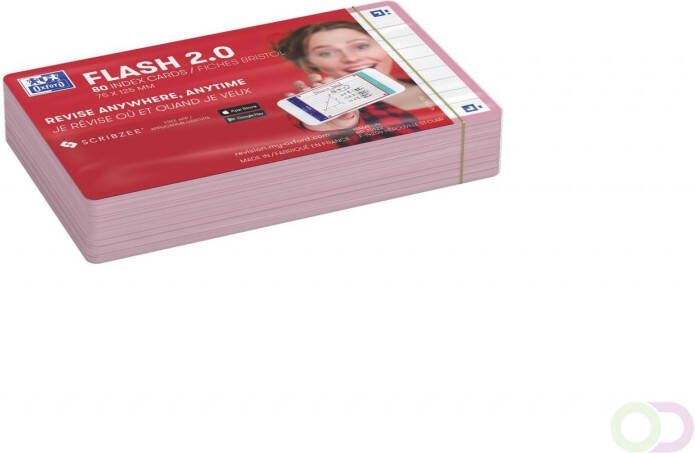 HAMELIN OXFORD FLASH 2.0 flashcards 75x125mm gelijnd roze pak 80