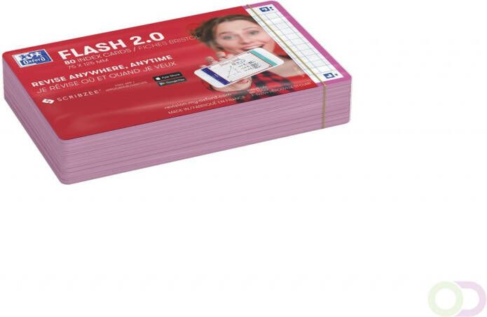 HAMELIN OXFORD FLASH 2.0 flashcards 75x125mm geruit 5mm fuchsia pak 80