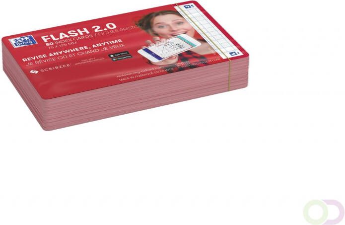HAMELIN OXFORD FLASH 2.0 flashcards 75x125mm geruit 5mm rood pak 80
