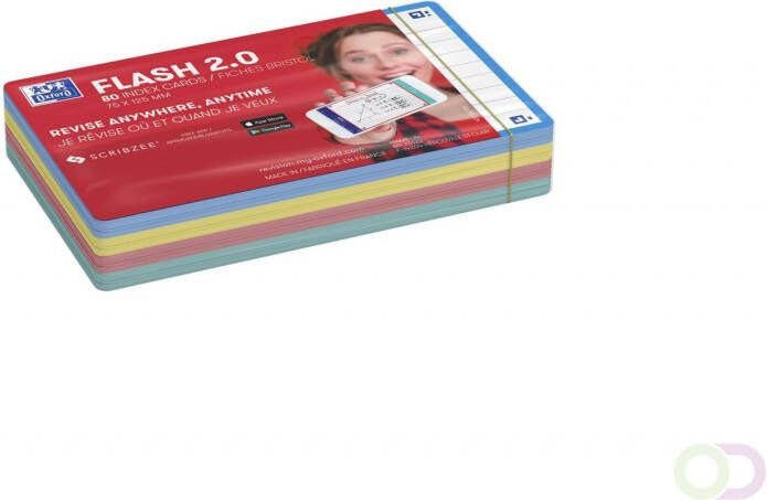 HAMELIN OXFORD FLASH 2.0 starterkit flashcards 75x125 mm gelijnd assorti pak 80