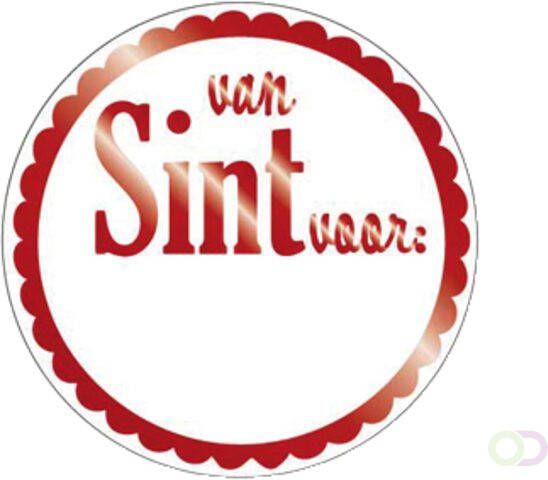 Haza Stickers van Sint voor rond rood wit doos Ã  1000 stuks