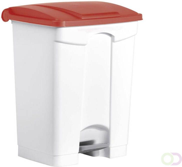 Helit Pedaalafvalbak 45L wit rood