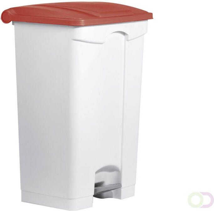 Helit Pedaalafvalbak 90L wit rood