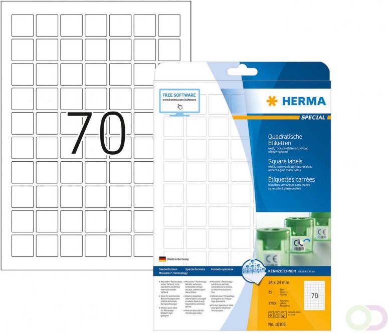 Herma 10105 Verwijderbare etiketten A4 24 x 24 mm vierkant wit MovablesÂ -Technology