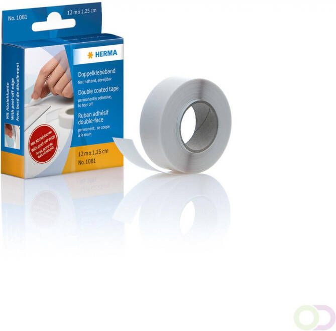 Herma 1081 Dubbelzijdig tape vast hechtend kartonnen display gombreedte 12 mm 12 m