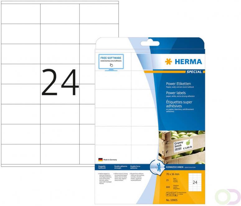 Herma 10905 Power etiketten sterk hechtend A4 70 x 36 mm wit van papier