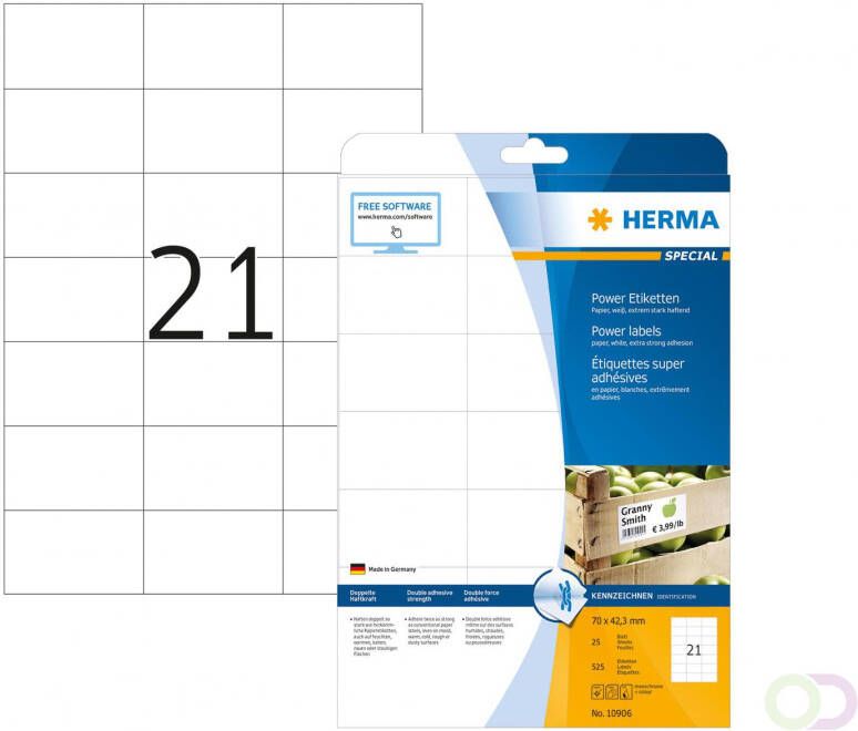 Herma 10906 Power-etiketten sterk hechtend A4 70 x 42 3 mm wit van papier