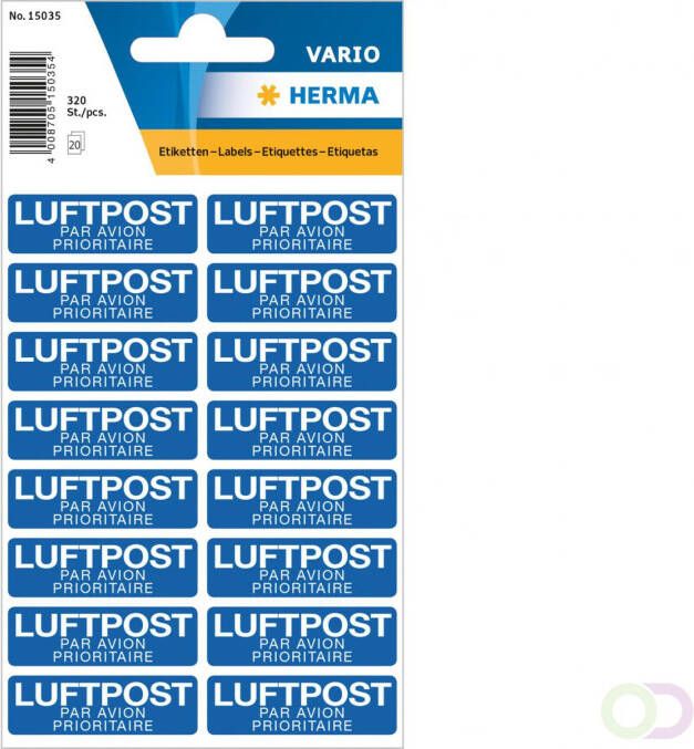 Herma 15035 Tekst labels "Mit Luftpost" (Duits) 12 x 40 mm 320 st