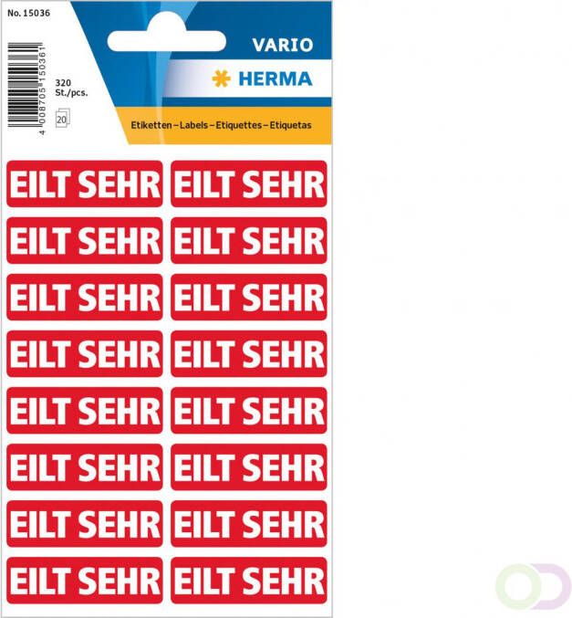 Herma 15036 Tekst labels "Eilt sehr" (Duits) 12 x 40 mm 320 st