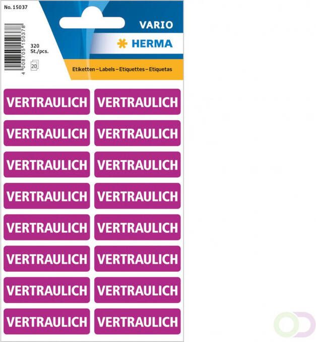 Herma 15037 Tekst labels "Vertraulich" (Duits) 12 x 40 mm 320 st
