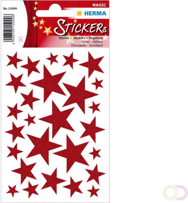 Herma 15099 Stickers ster rood glitter
