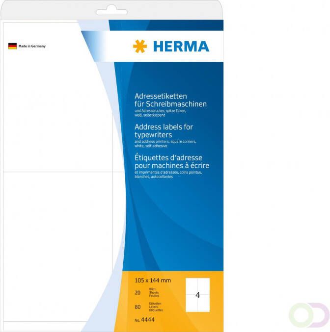 Herma Adresetiketten voor schrijfmachines A4 105 x 144mm permanent hechtend