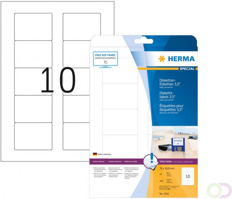 Herma Diskette-etiketten A4 70 x 50 8 mm wit permanent hechtend