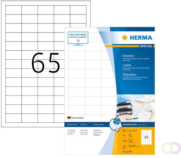 Herma Etiket 10778 38.1x21.2mm wit 5200stuks