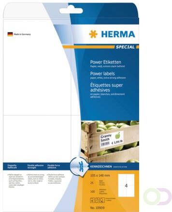 Herma Etiket 10909 105x148mm A6 extra sterk wit 100stuks