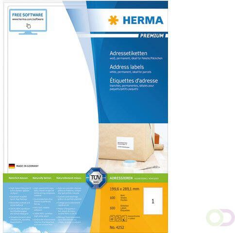 Herma PREMIUM adresetiketten A4 199 6 x 289 1 mm wit permanent hechtend