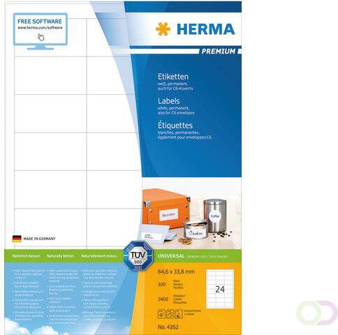 Herma Etiket 4262 64.6x33.8mm premium wit 2400stuks