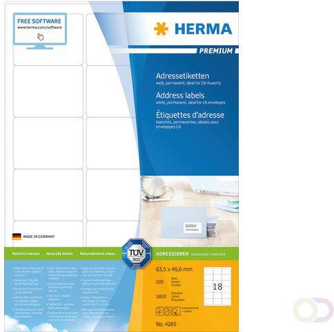 Herma Etiket 4265 63.5x46.6mm premium wit 1800stuks