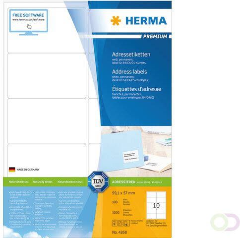 Herma PREMIUM adresetiketten A4 99 1 x 57 mm wit permanent hechtend
