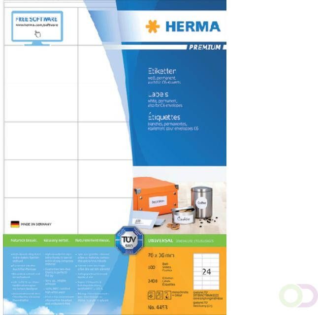 Herma Etiket 4453 70x36mm premium wit 2400stuks