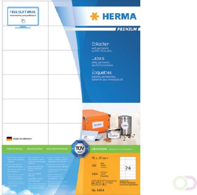 Herma Etiket 4464 70x37mm premium wit 2400stuks
