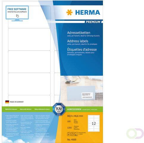 Herma Etiket 4666 88.9x46.6mm premium wit 1200stuks