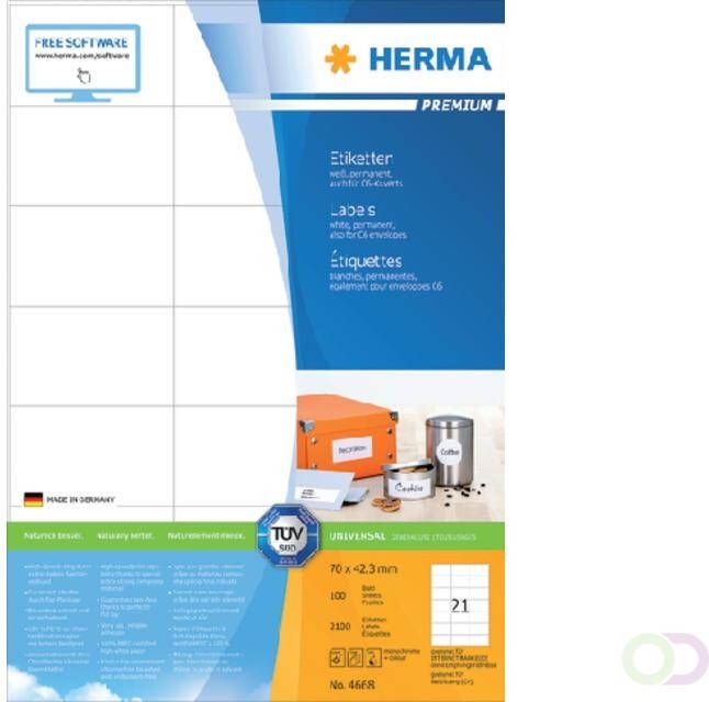 Herma Etiket 4668 70x42.3mm premium wit 2100stuks