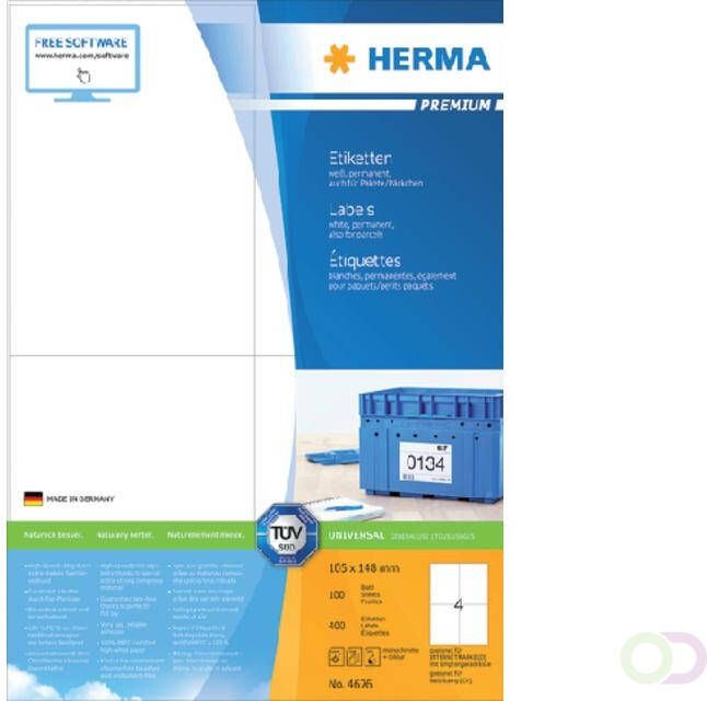 Herma Etiket 4676 105x148mm A6 premium wit 400stuks