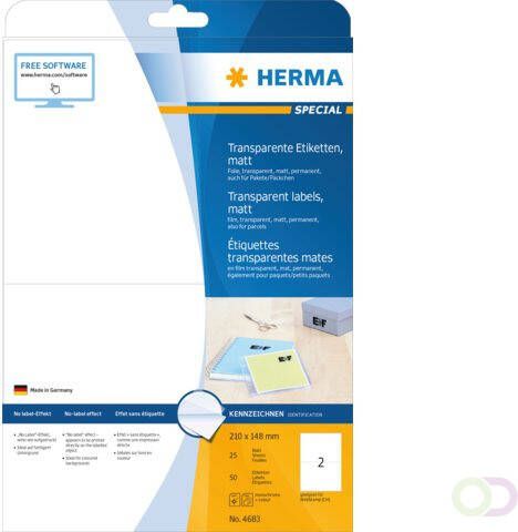 Herma Etiket 4683 210X148mm transparant mat 50stuks