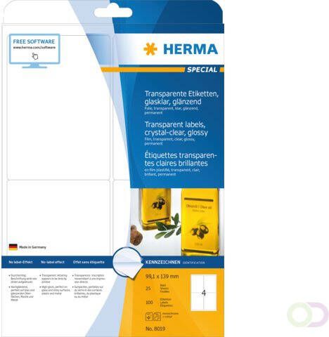 Herma Etiket 8019 99.1x139mm transparant 100stuks