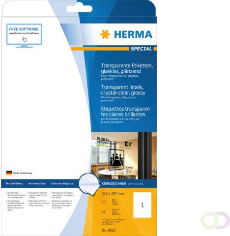 Herma Etiket 8020 210x297mm transparant 25stuks
