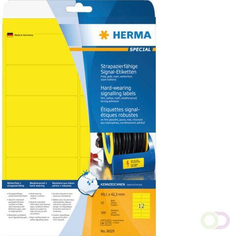 Herma Weervaste folie-etiketten geel A4 99 1 x 42 3 mm extreem sterk hechtend