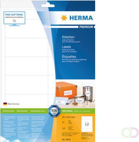 Herma Etiket 8628 97x42.3mm premium wit 120stuks