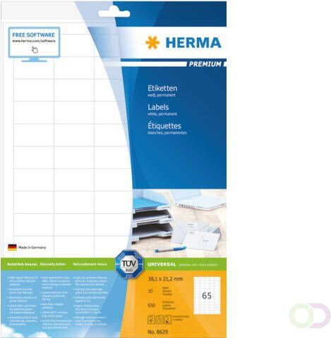 Herma Etiket 8629 38.1x21.2mm premium wit 650stuks