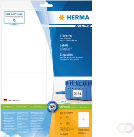 Herma Etiket 8630 105x148mm premium wit 40stuks