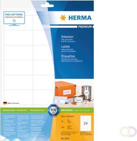 Herma Etiket 8633 66x33.8mm premium wit 240stuks