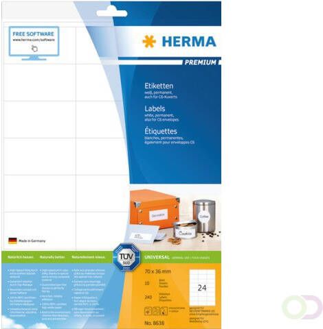 Herma Etiket 8638 70x36mm premium wit 240stuks
