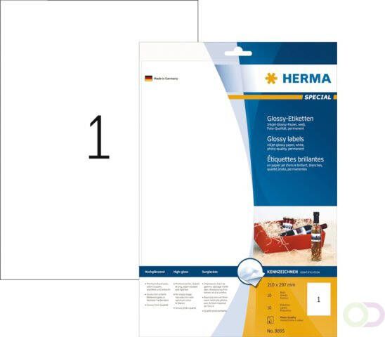 Herma Etiket 8895 210x297mm A4 glossy wit 10stuks