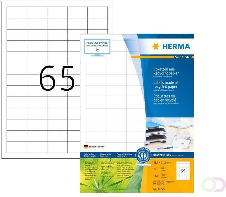 Herma Etiket recycling 10725 38.1x21.2mm 5200stuks wit