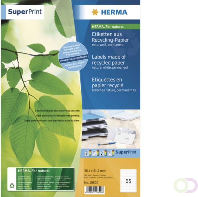 Herma Etiketten 38 1x21 2 SuperPrint gerecycl. 6500 St.