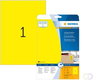 Herma Gekleurde etiketten A4 210 x 297 mm geel verwijderbaar